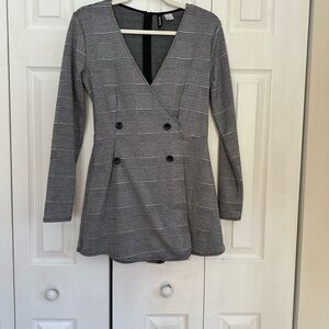 Gray Plaid Women's Romper